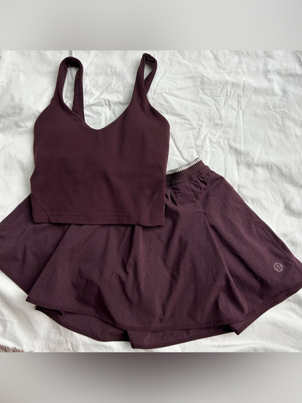 Lululemon Plum Tennis Preppy Athletic Tank & Skirt Set - 0